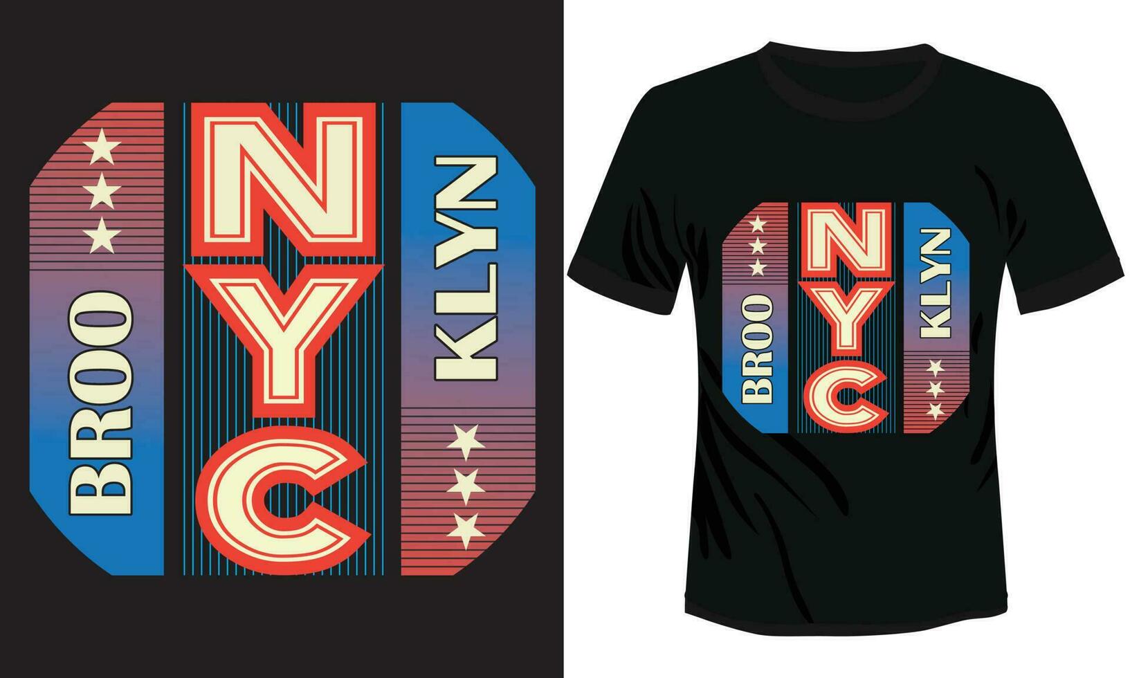 clásico retro estilo camiseta diseño con el brooklyn y Nueva York texto negro antecedentes vector