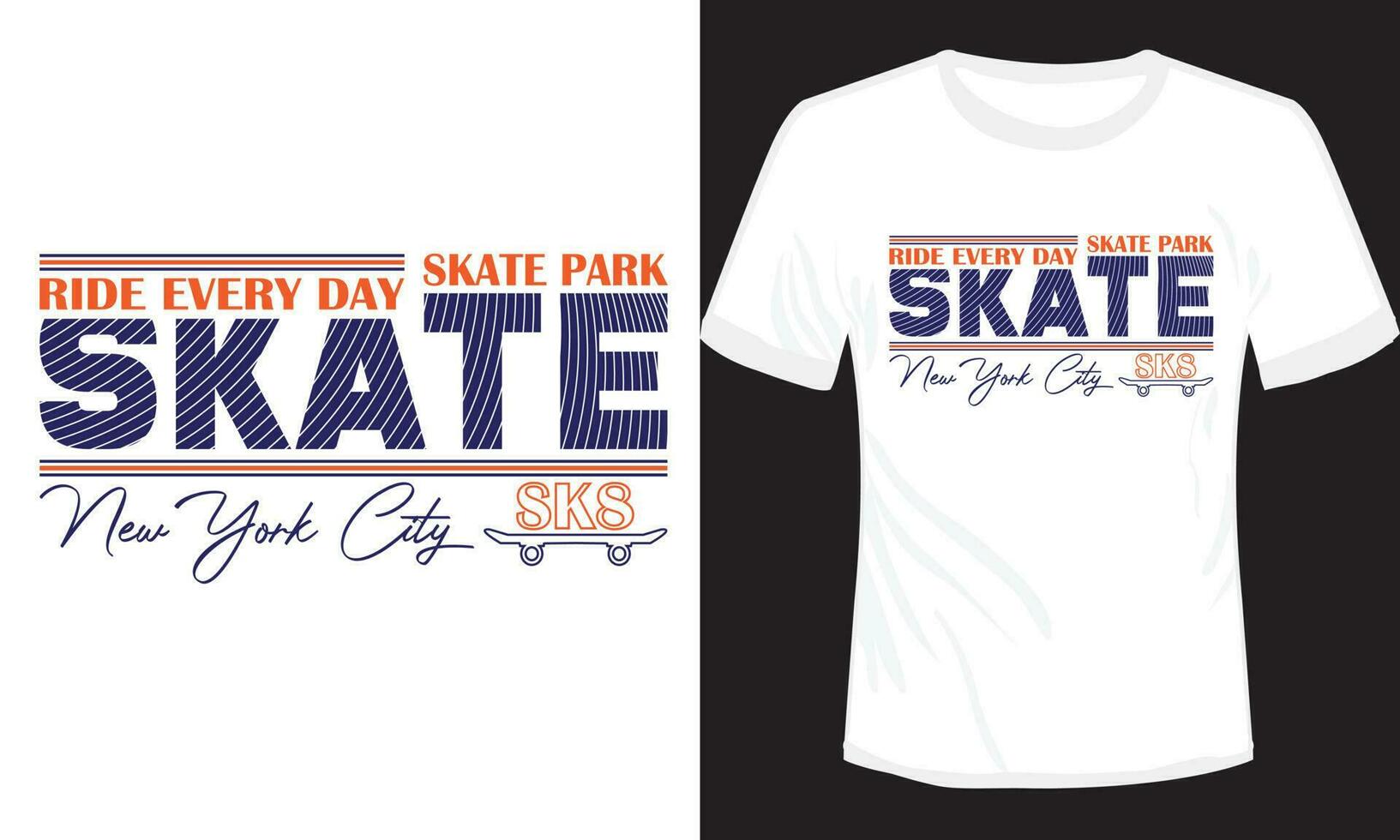 Skateboard T-shirt Design Vector Illustration Skatepark New York City