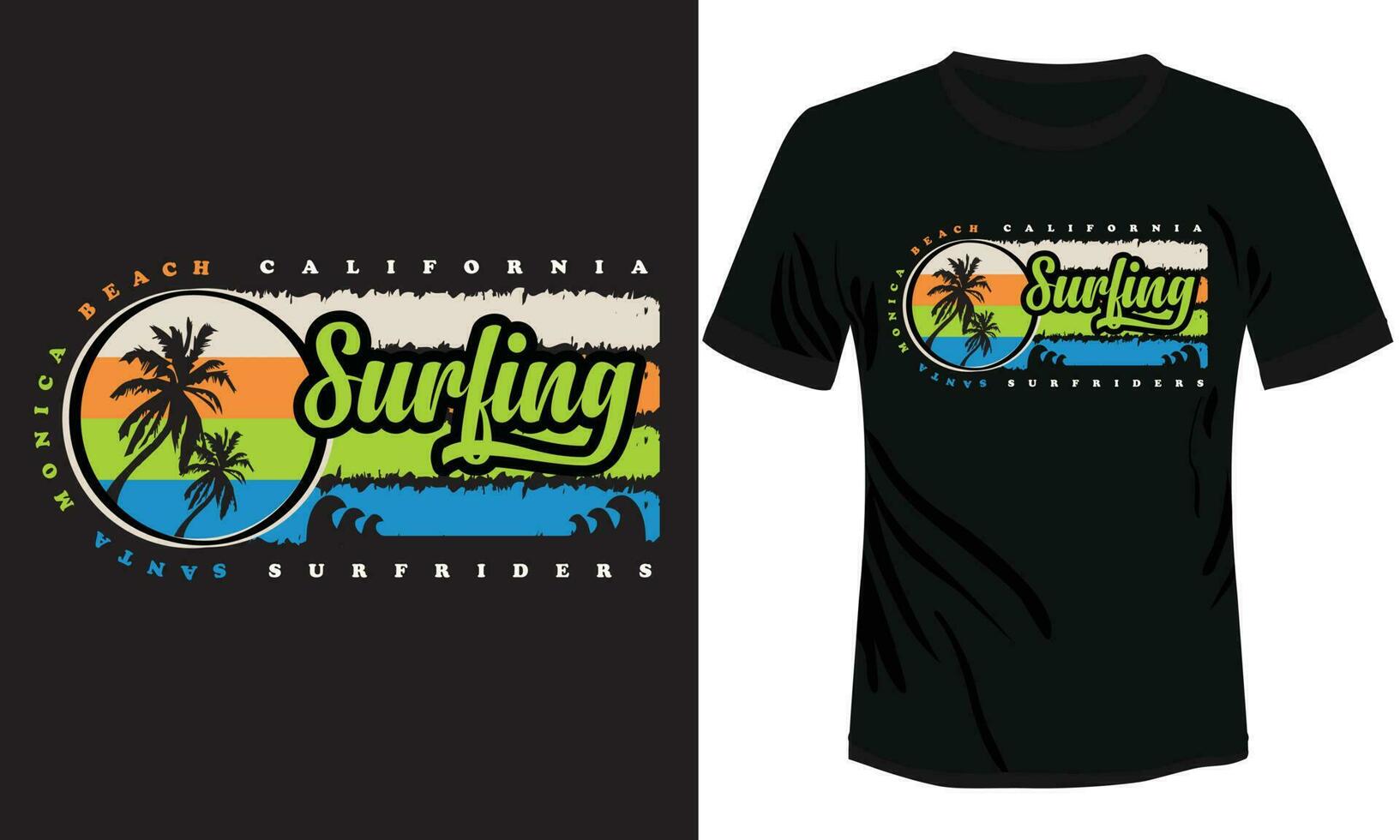 California Surfing  T-shirt Design Vector Illustration