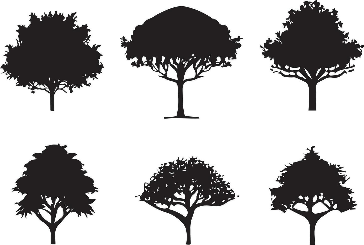 Vector Set of plant and tree silhouette illustration, Minimalist tree silhouette set