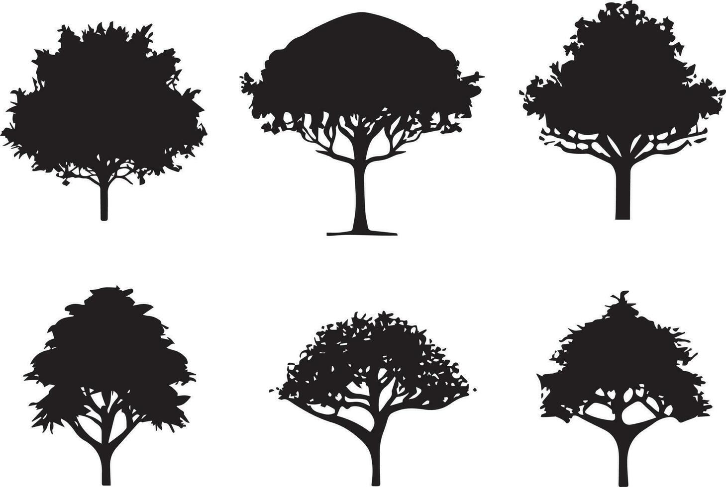 vector conjunto de planta y árbol silueta ilustración, minimalista árbol silueta conjunto