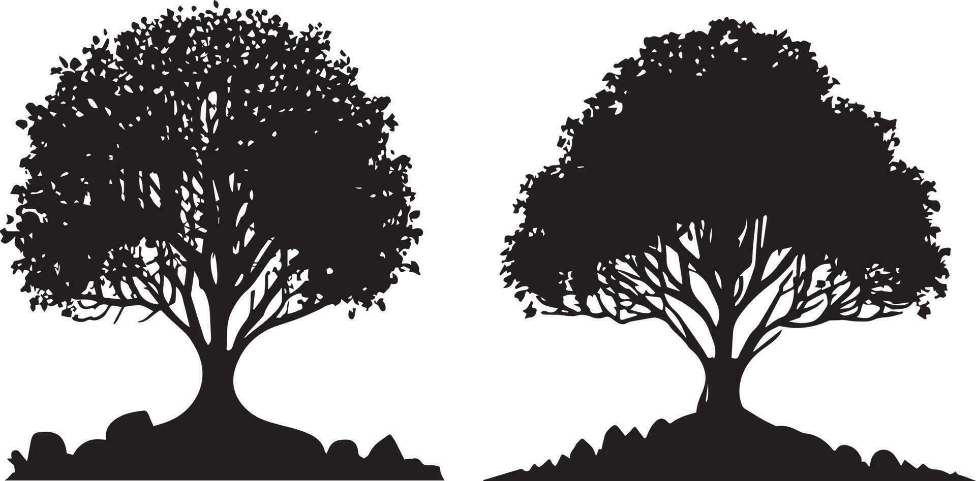 Vector Set of plant and tree silhouette illustration, Minimalist tree silhouette set