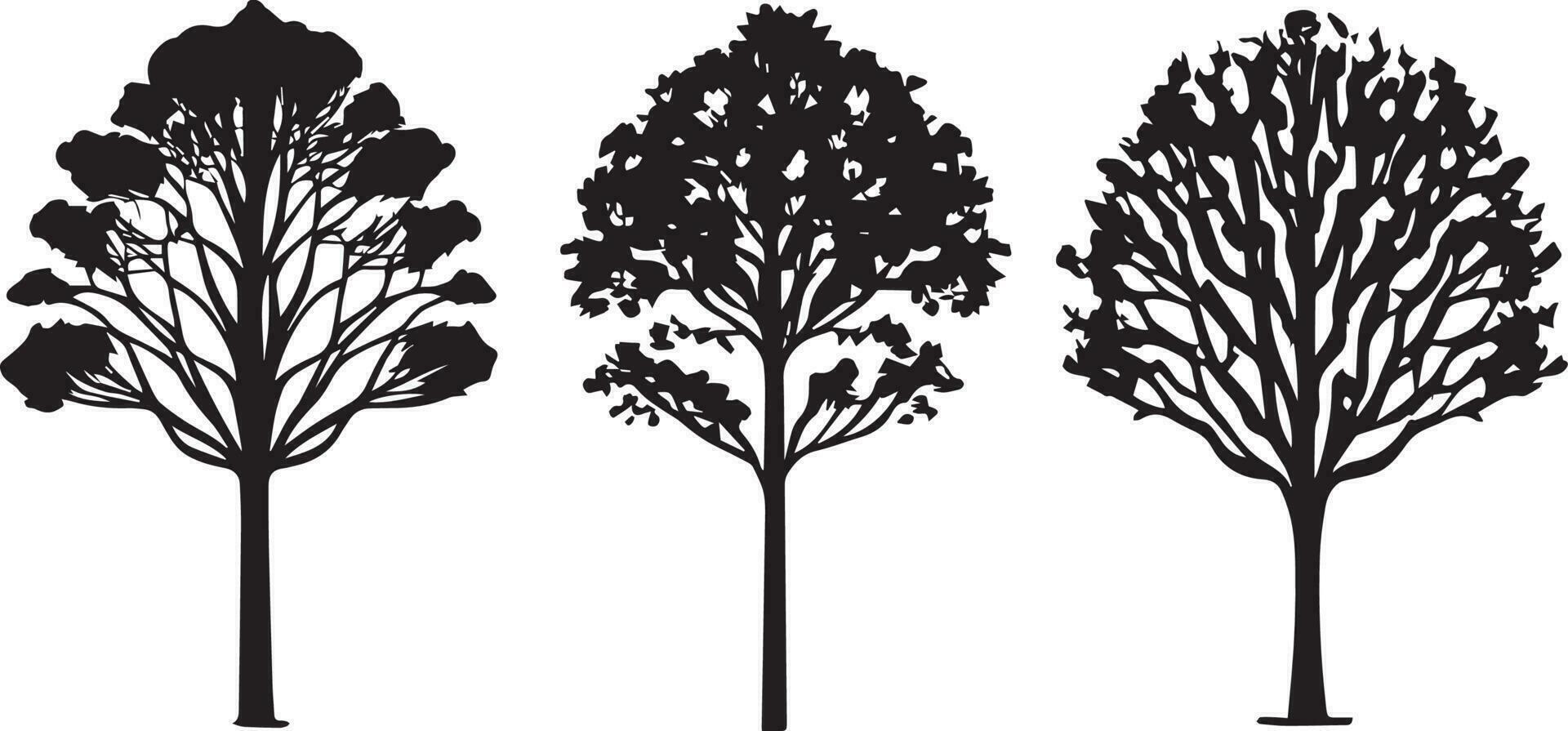 Vector Set of plant and tree silhouette illustration, Minimalist tree silhouette set