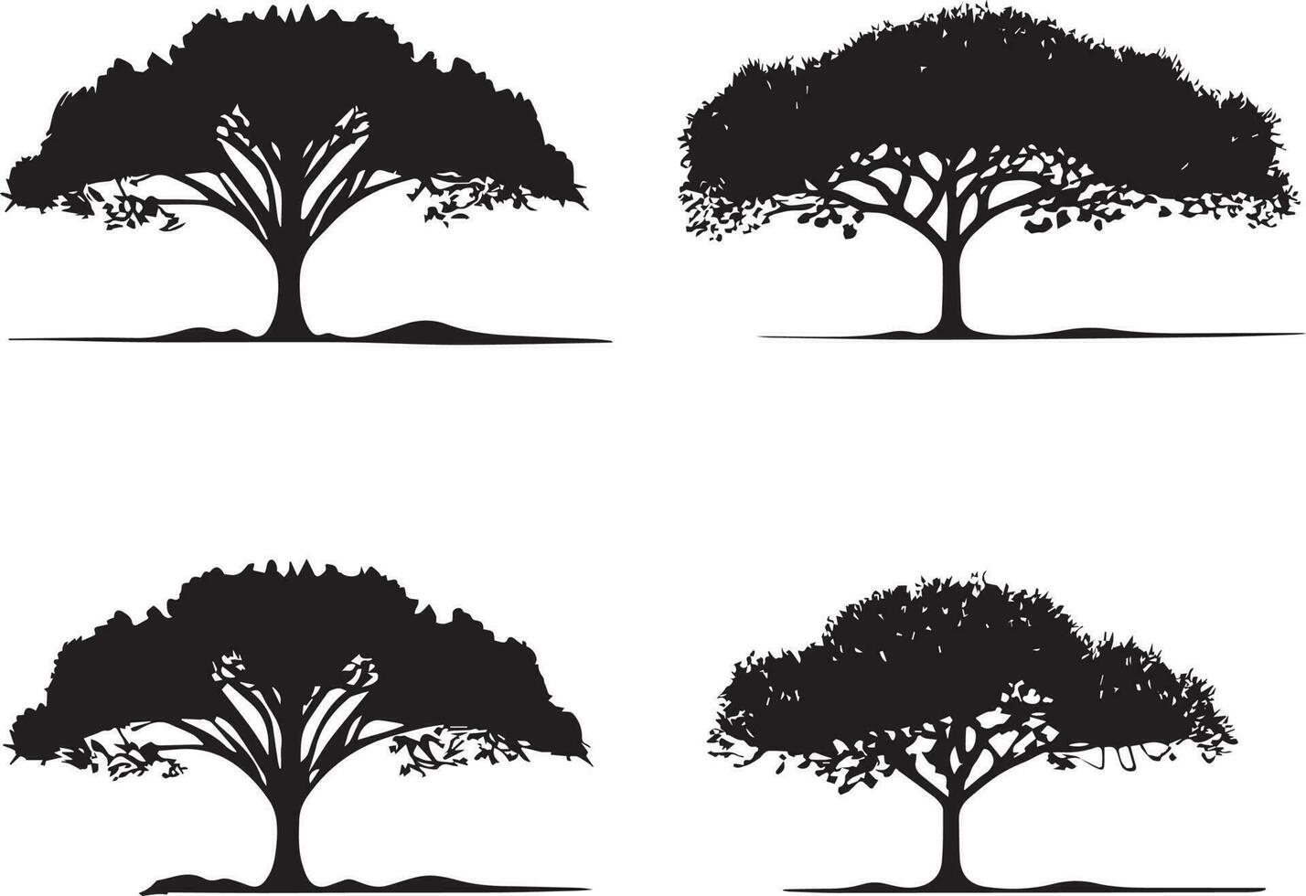 Vector Set of plant and tree silhouette illustration, Minimalist tree silhouette set