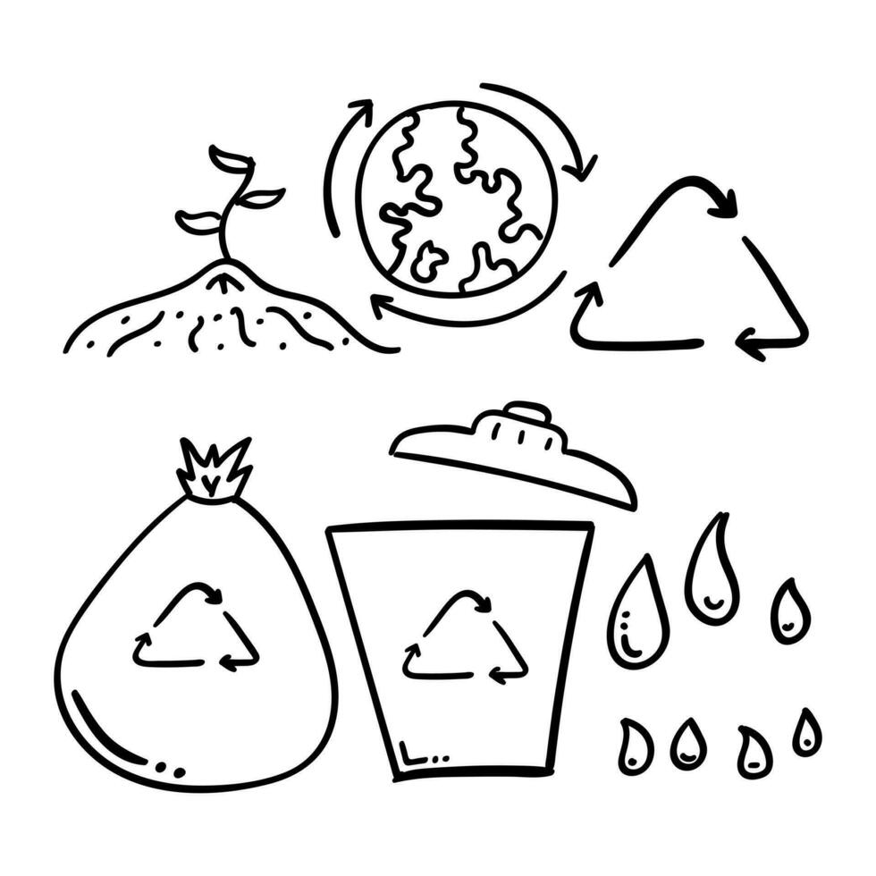 hand drawn recycle eco friendly icon vector