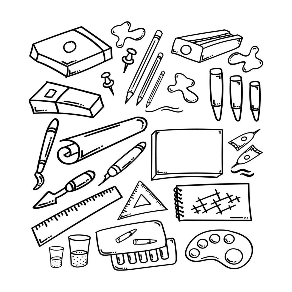 hand drawn artist tool icon vector