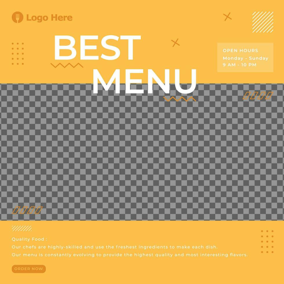 best menu design social media template for restaurant vector
