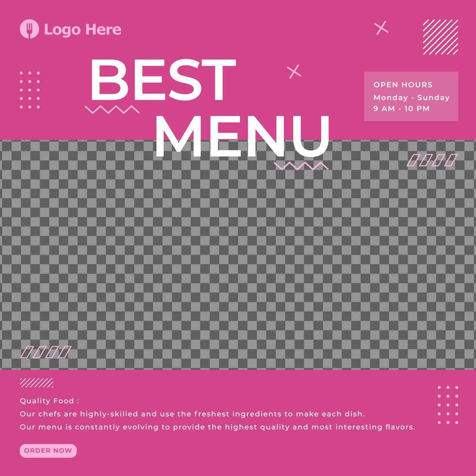 best menu design social media template for restaurant vector