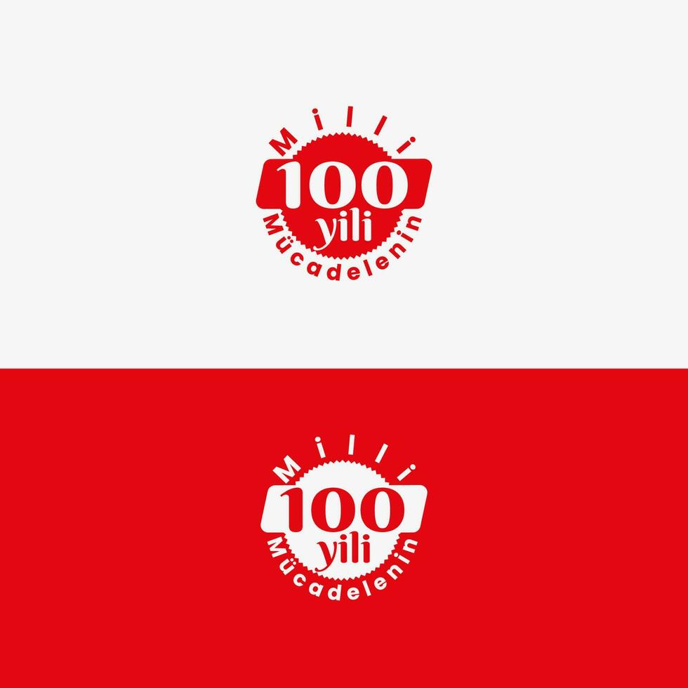 100 años logo. vector ilustración de 100 año antiguo rojo turco bandera y atatürk silueta dibujo en el caballo y el turco bandera en el Centésimo aniversario. gratis vector