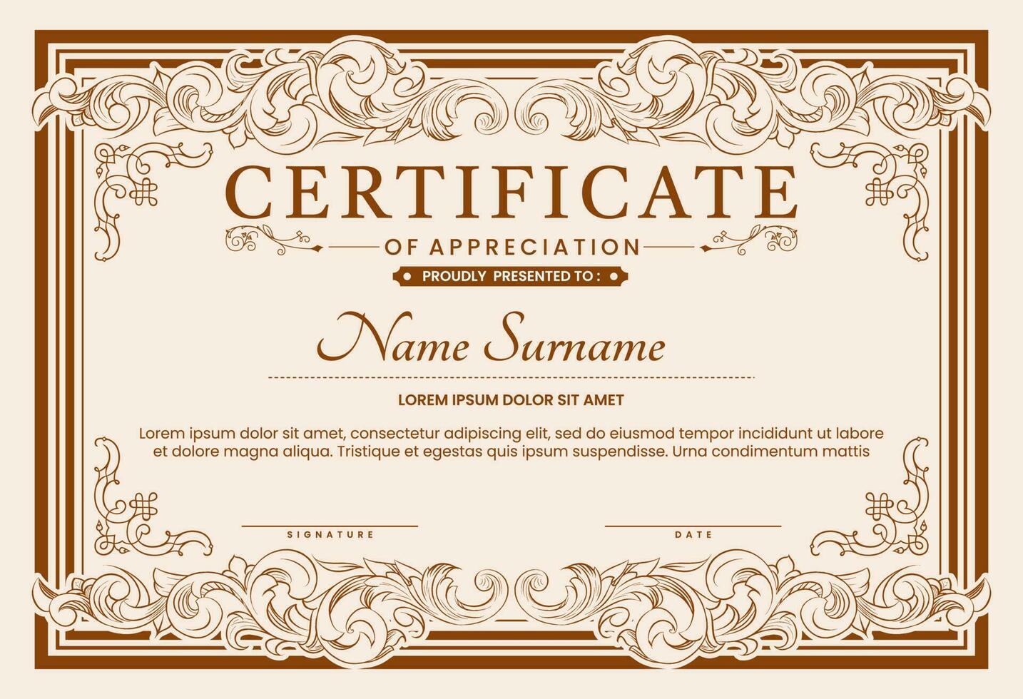 Vintage Classic Professional Certificate Design vector