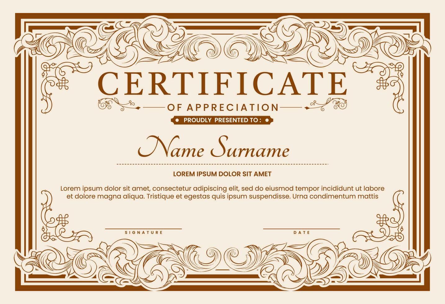 Vintage Classic Professional Certificate Design vector