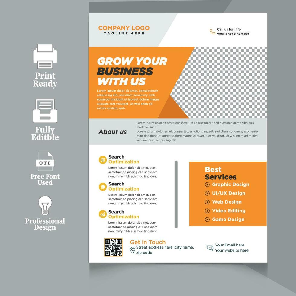 corporate flyer design for your business, vector template flyer