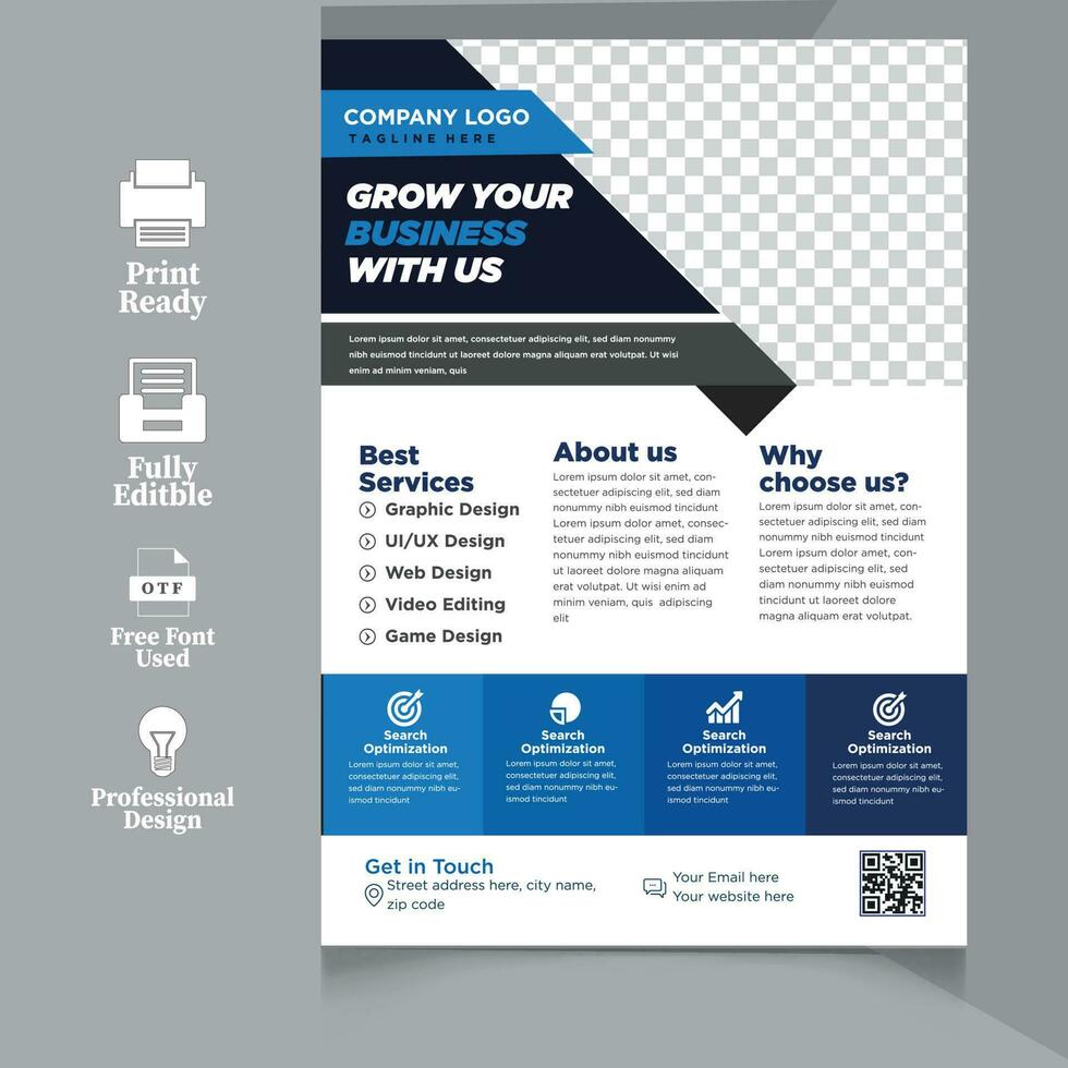 corporate flyer design for your business, vector template flyer