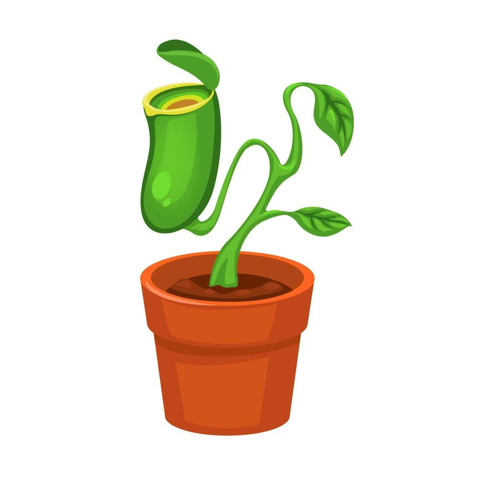 Carnivorous Plant on Pot Cartoon illutration vector