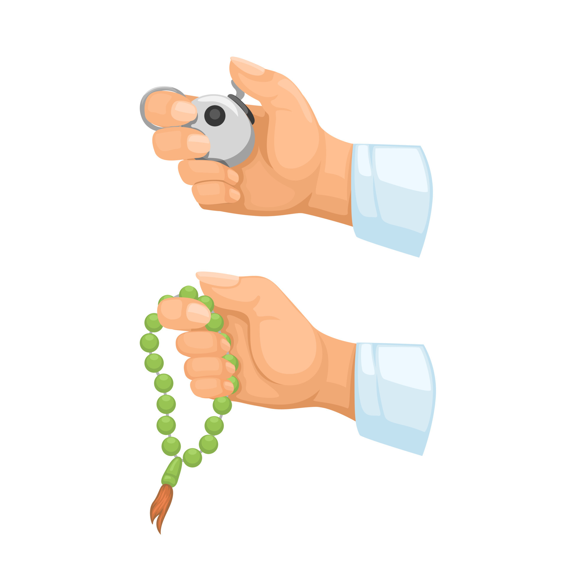 cartoon praying hands with rosary