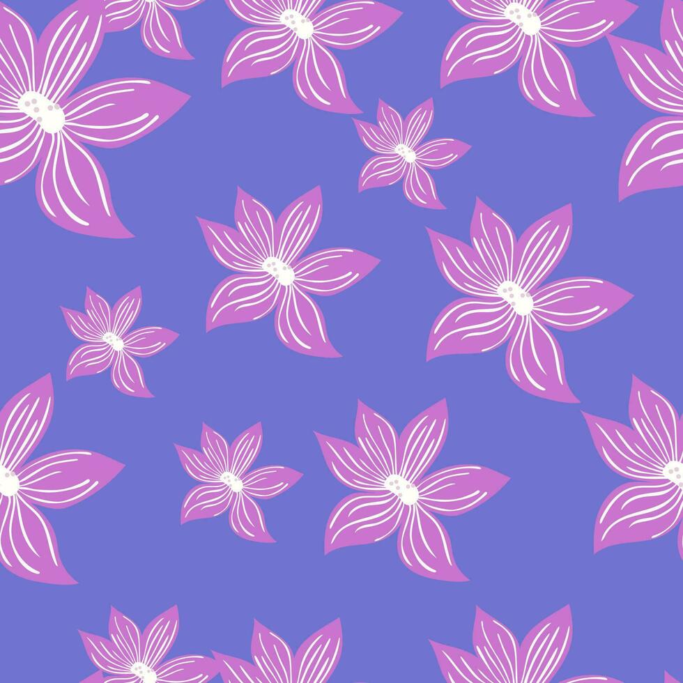 Cute stylized bud flowers background. Abstract flower seamless pattern in simple style. vector