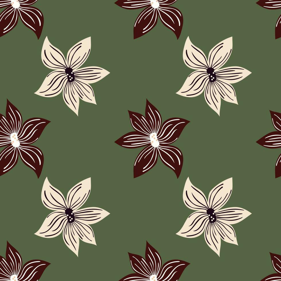 linda estilizado brote flores antecedentes. resumen flor sin costura modelo en sencillo estilo. vector