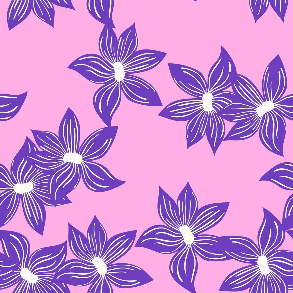 Cute stylized bud flowers background. Abstract flower seamless pattern in simple style. vector