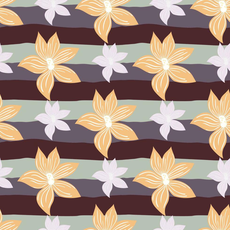 Cute stylized bud flowers background. Abstract flower seamless pattern in simple style. vector