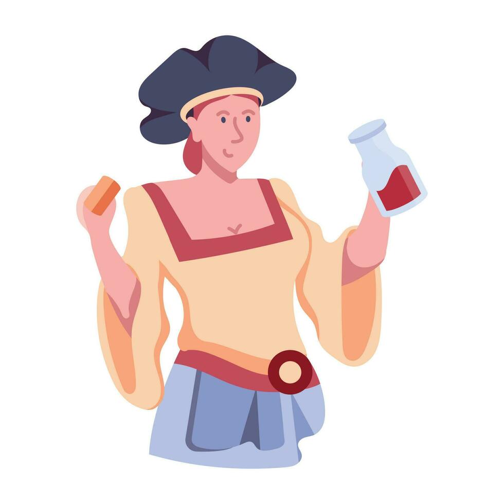 Trendy Medieval Chemist vector