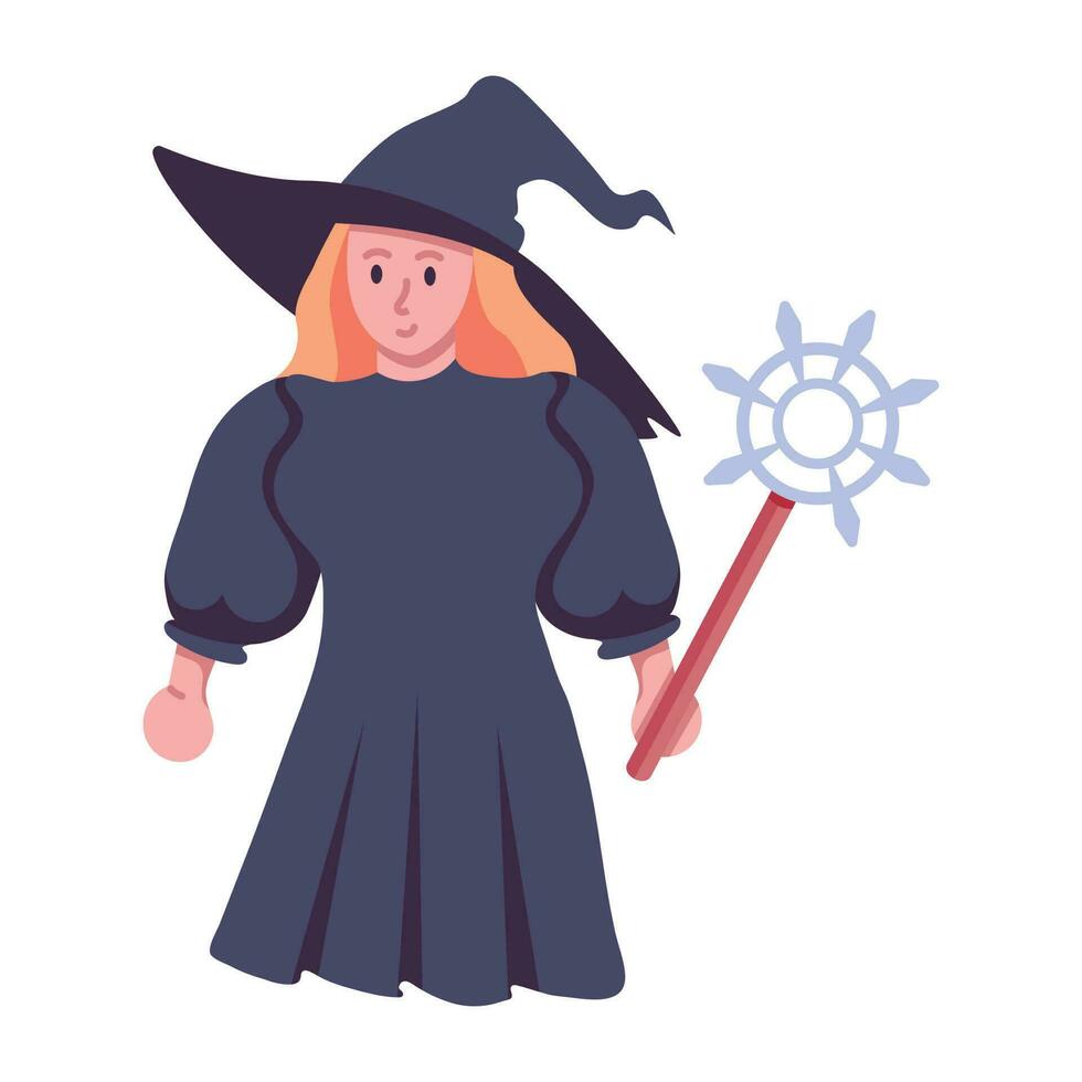 Trendy Witch Character vector