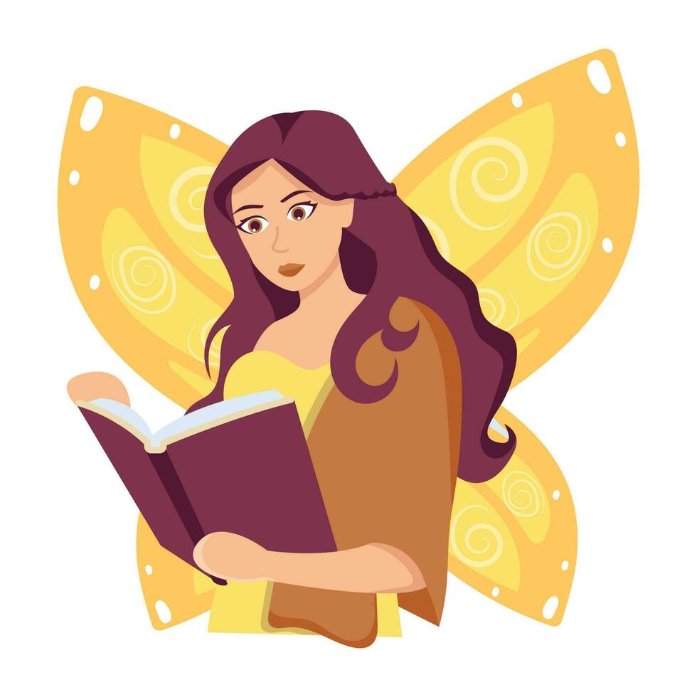 Trendy Fairy Reading vector