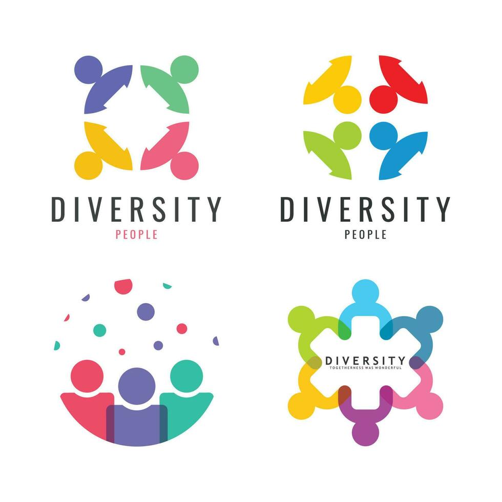 Colorful Diversity Logo Template. Icon of Unity, Friendship, Community and Togetherness. vector