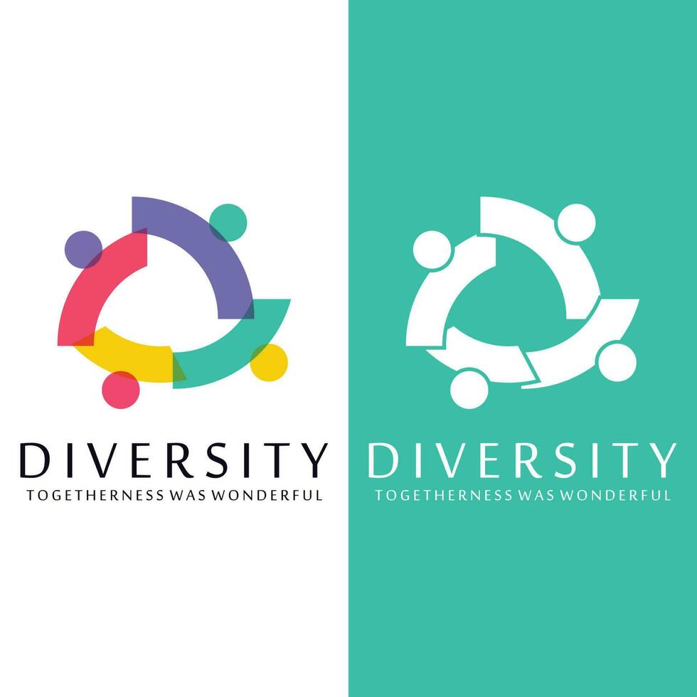 vistoso diversidad logo modelo. icono de unidad, amistad, comunidad y unión vector