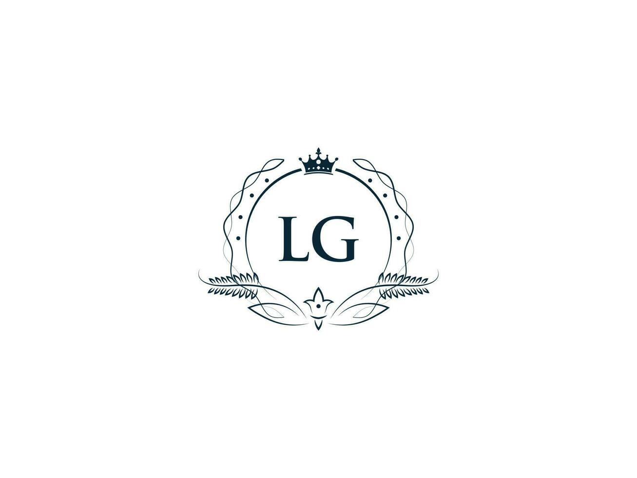 Feminine Lg Luxury Crown Logo, Minimalist Lg gl Logo Letter Vector Art