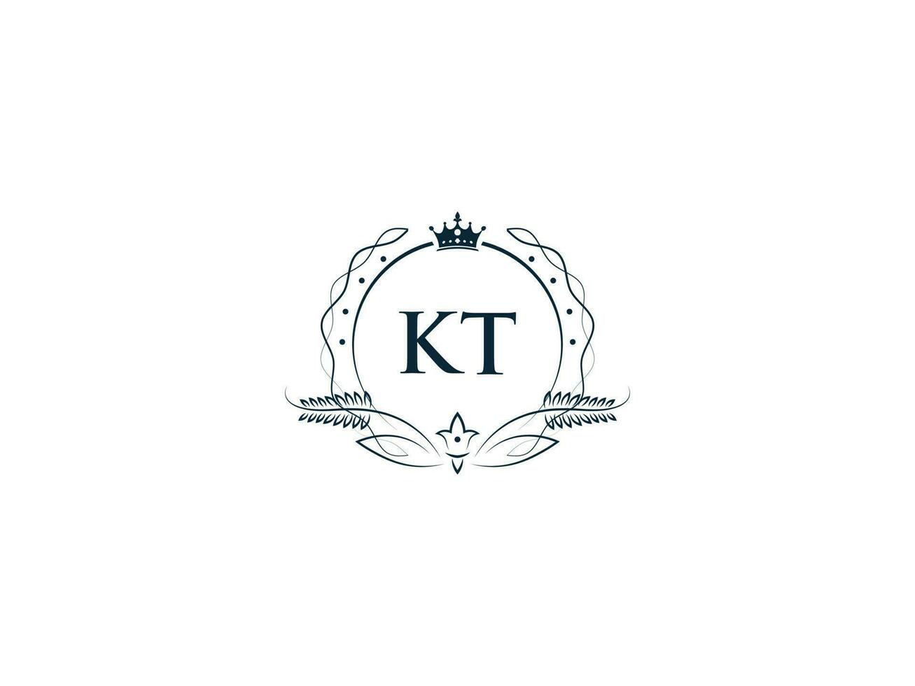 Alphabet Crown Kt Feminine Logo Elements, Initial Luxury Kt tk Letter Logo Template vector