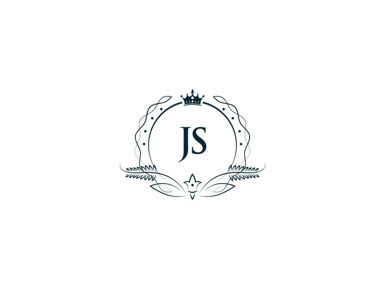 Monogram Js Feminine Company Logo Design, Luxury Js Sj Royal Crown Logo Icon vector
