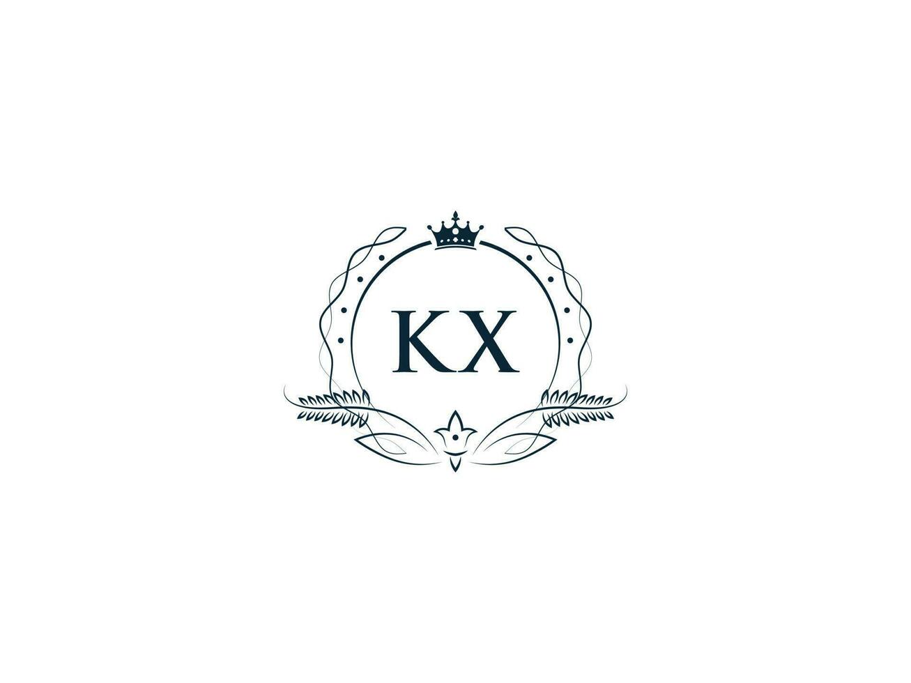 Alphabet Crown Kx Feminine Logo Elements, Initial Luxury Kx xk Letter Logo Template vector