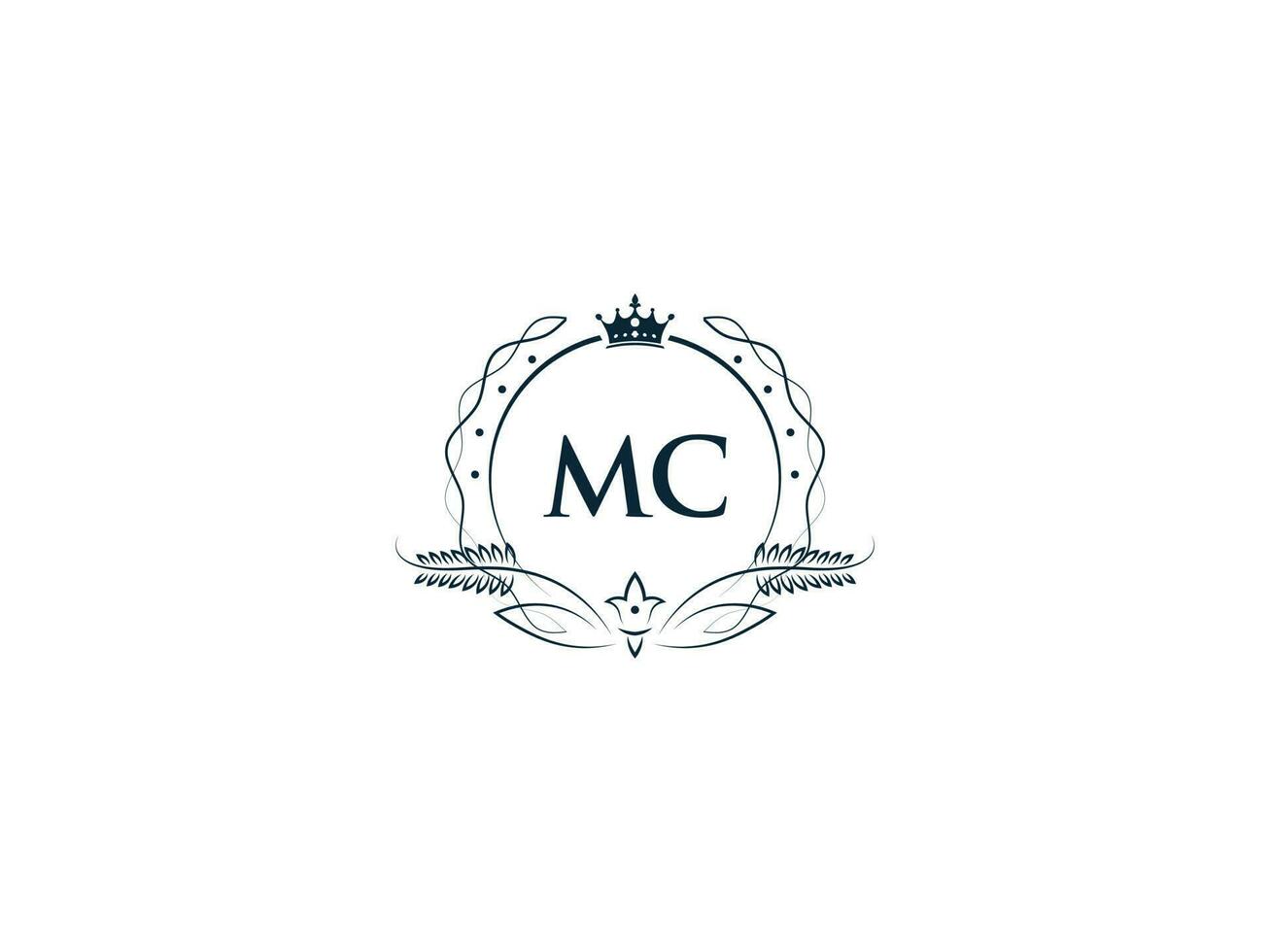 Monogram Mc Luxury Crown Logo, Creative Feminine Mc cm Logo Letter Icon Vector