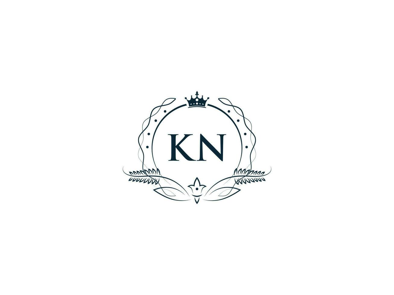Alphabet Crown Kn Feminine Logo Elements, Initial Luxury Kn nk Letter Logo Template vector