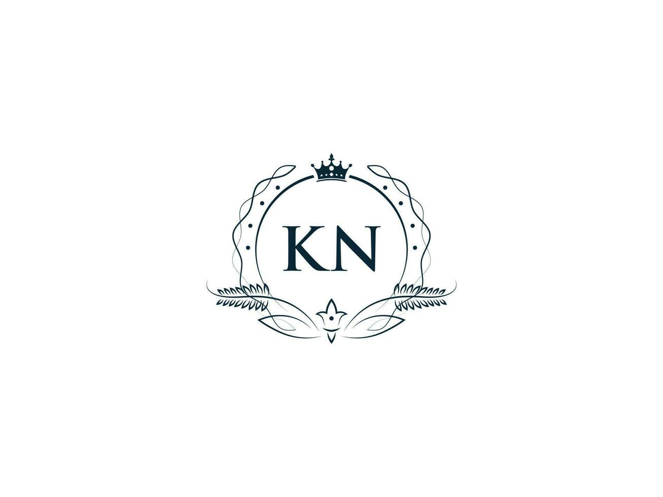 Alphabet Crown Kn Feminine Logo Elements, Initial Luxury Kn nk Letter Logo Template vector