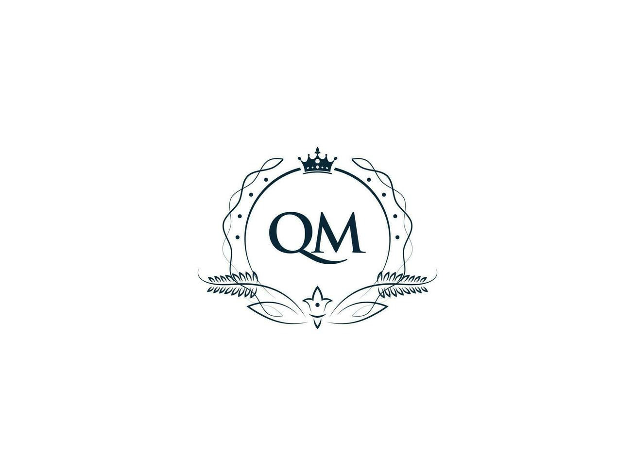 Premium Royal Crown Qm Logo, Unique Letter Qm mq Logo Icon Vector Image Design