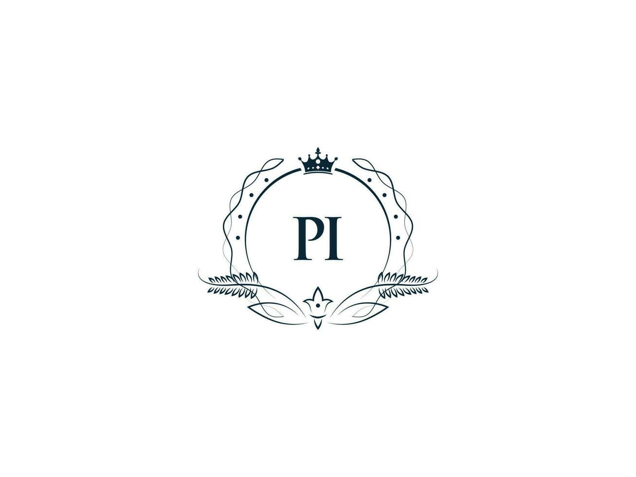 Minimalist Pi Logo Icon, Creative Pi ip Luxury Crown Letter Logo Design vector