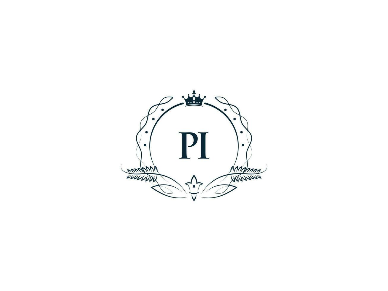 Minimalist Pi Logo Icon, Creative Pi ip Luxury Crown Letter Logo Design vector