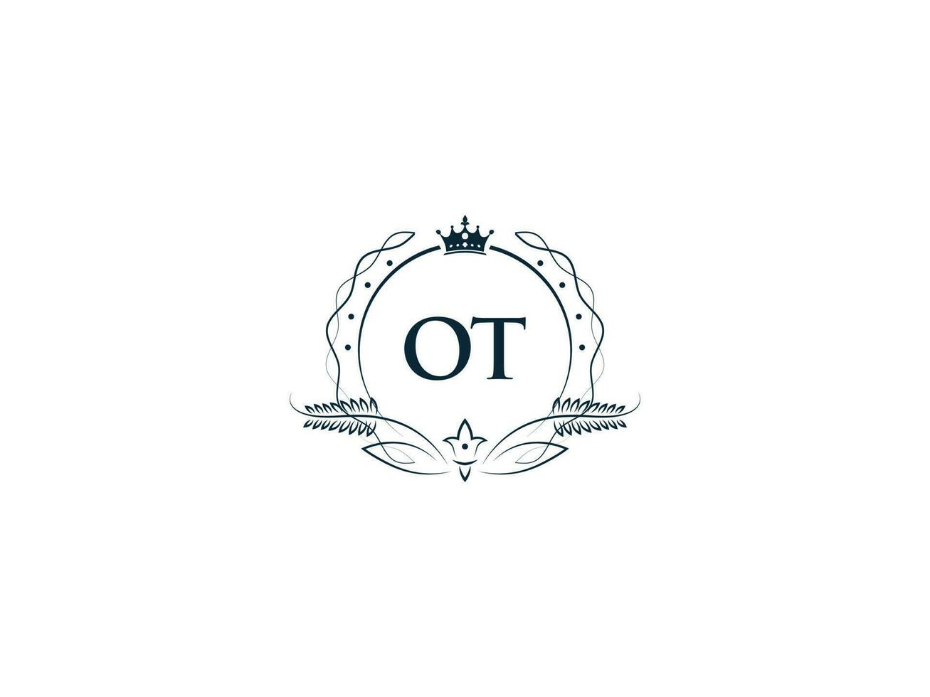 Minimalist OT Feminine Logo Maker, Alphabet Ot to Logo Letter Vector Crown
