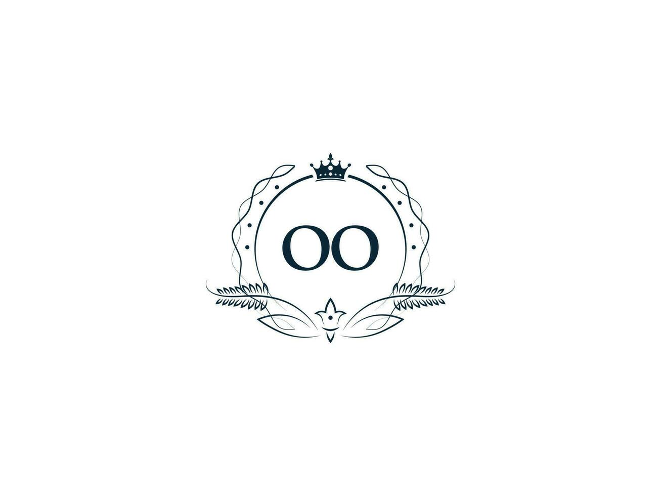 Minimalist Oo Feminine Logo Maker, Alphabet Oo o o Logo Letter Vector Crown