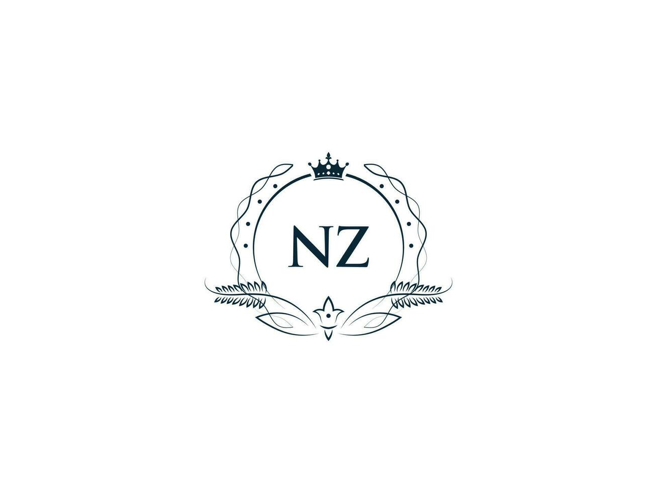 minimalista Nueva Zelanda femenino logo inicial, lujo corona Nueva Zelanda zn negocio logo diseño vector
