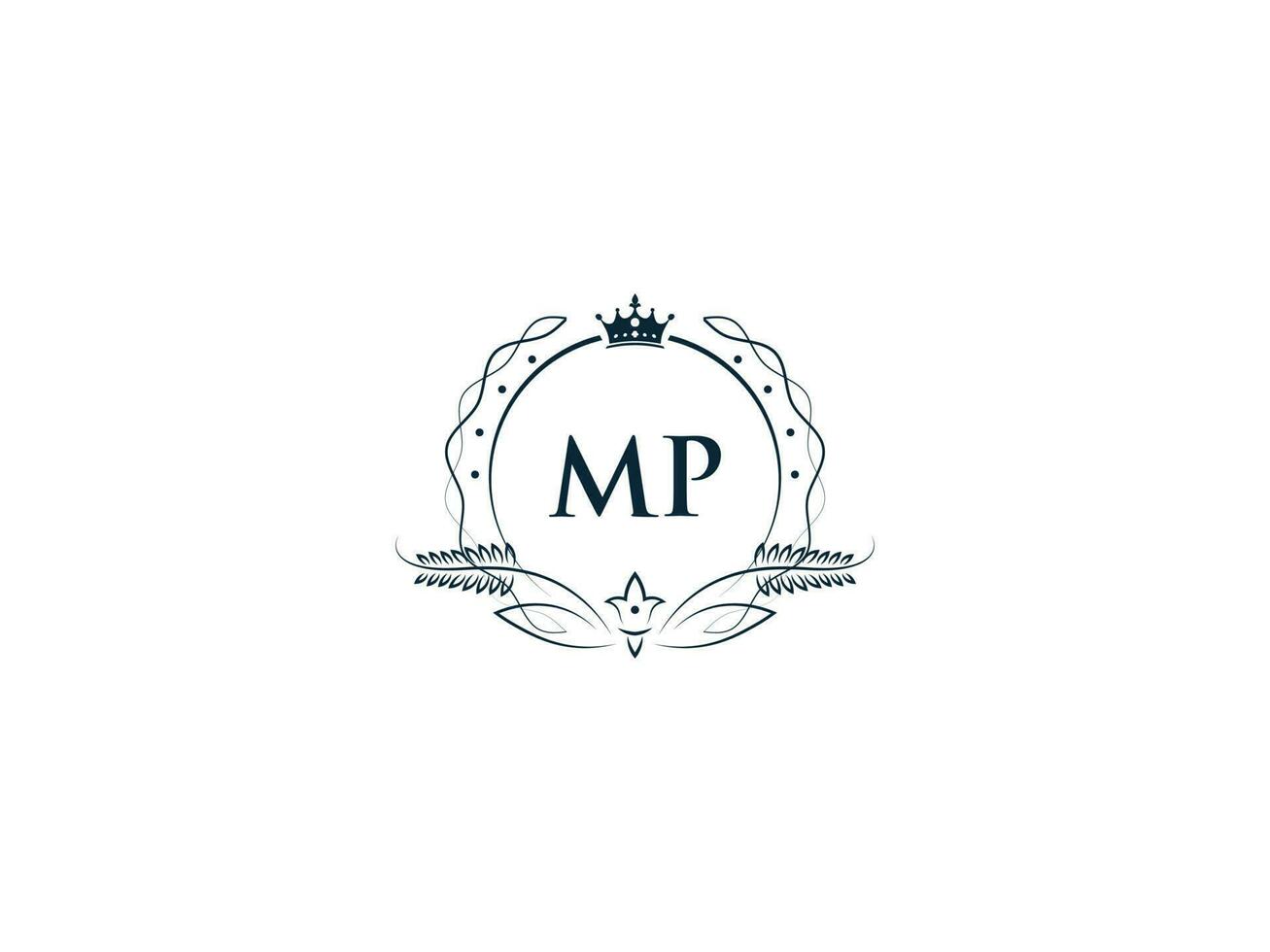Monogram Mp Luxury Crown Logo, Creative Feminine Mp pm Logo Letter Icon Vector