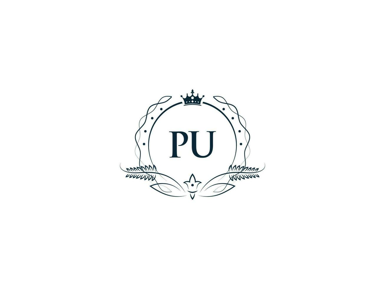 Minimalist Pu Logo Icon, Creative Pu up Luxury Crown Letter Logo Design vector