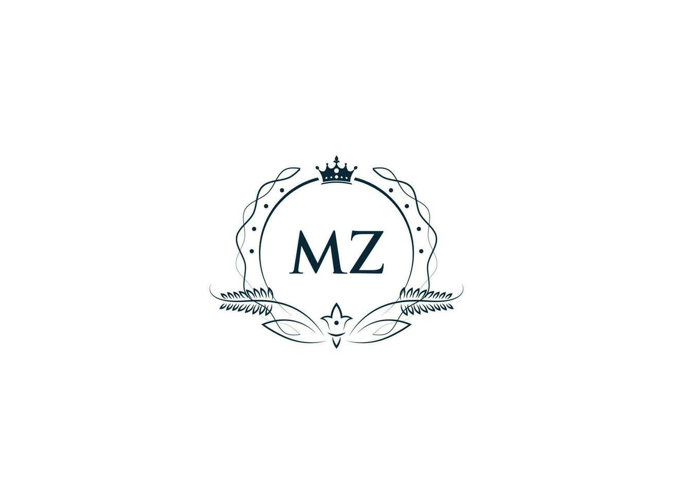 monograma mz lujo corona logo, creativo femenino mz zm logo letra icono vector