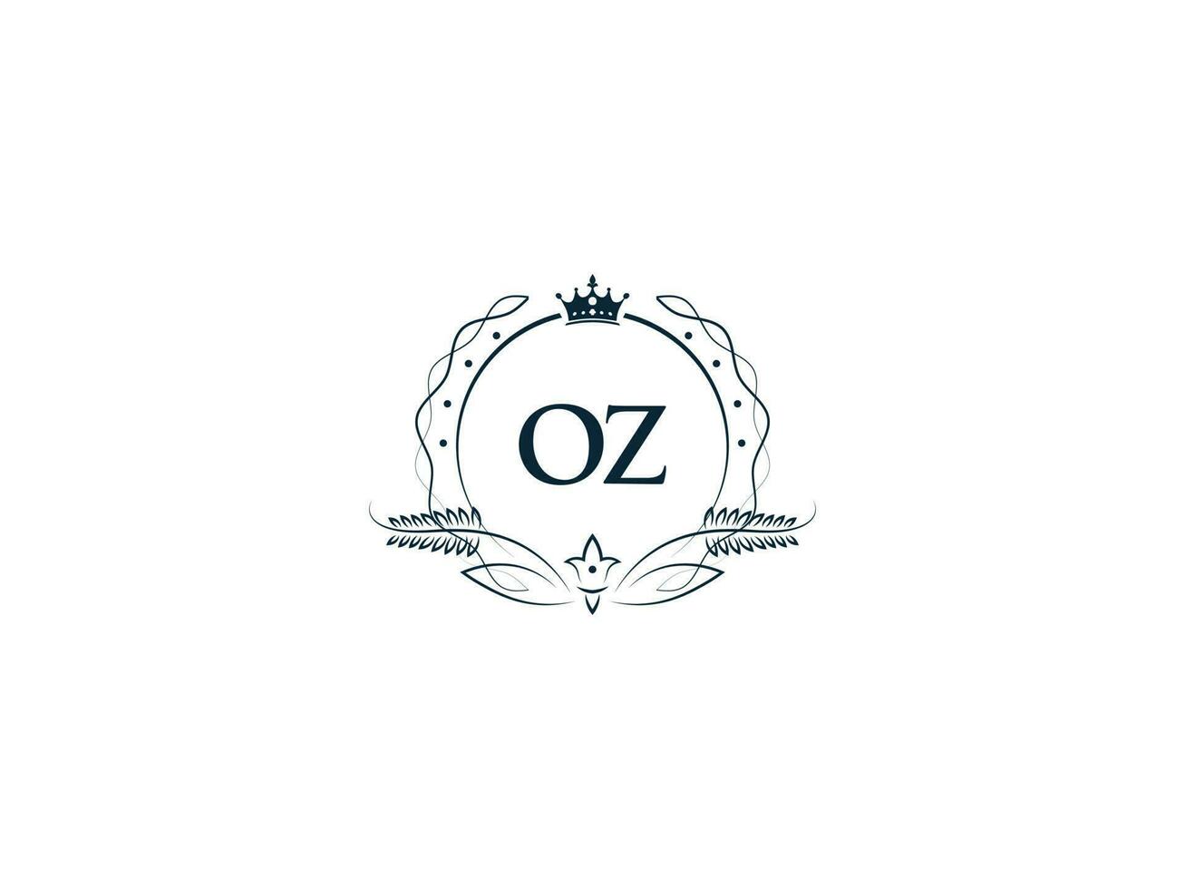 Minimalist Oz Feminine Logo Maker, Alphabet Oz zo Logo Letter Vector Crown