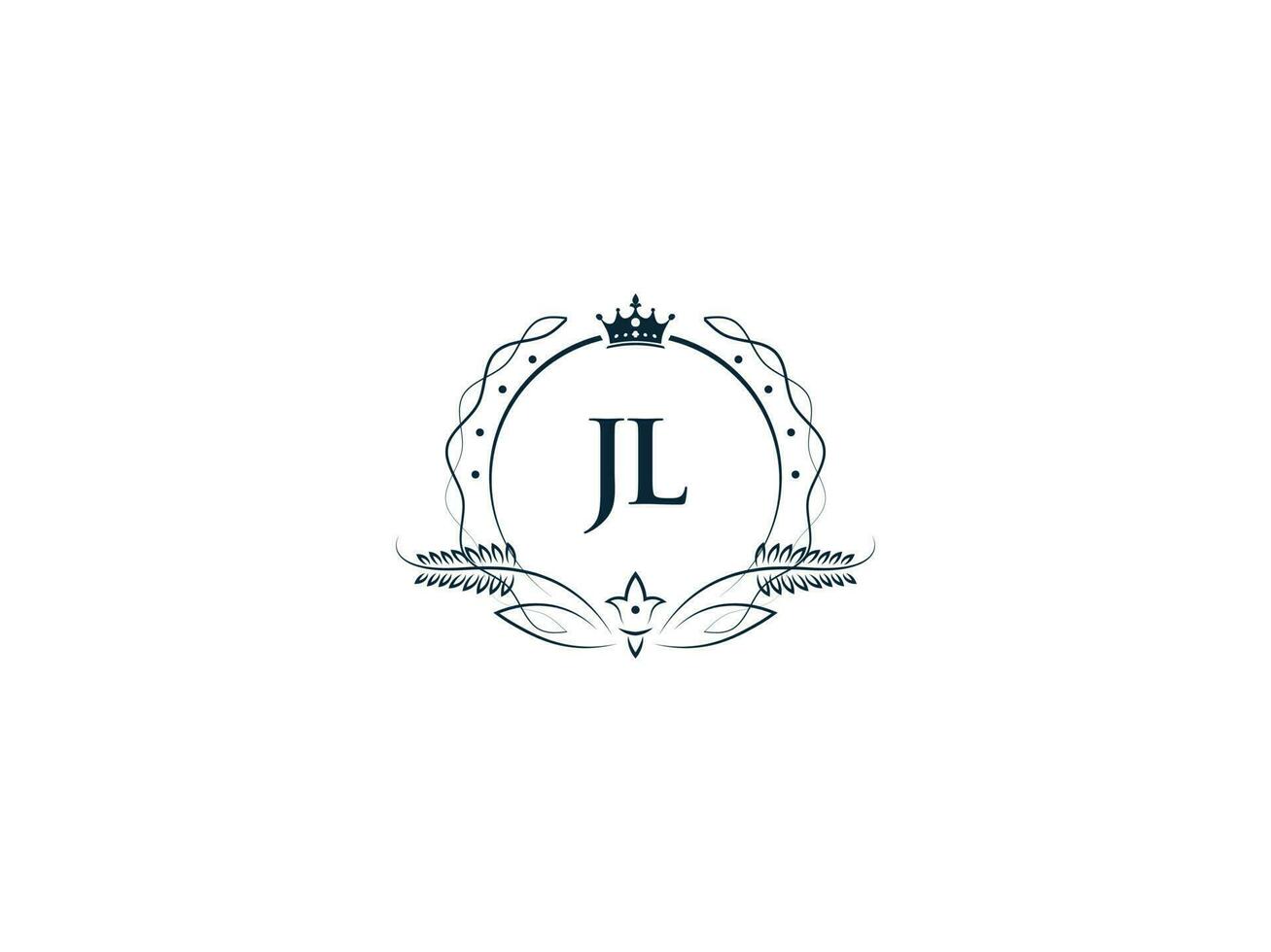 Monogram Jl Feminine Company Logo Design, Luxury Jl lj Royal Crown Logo Icon vector