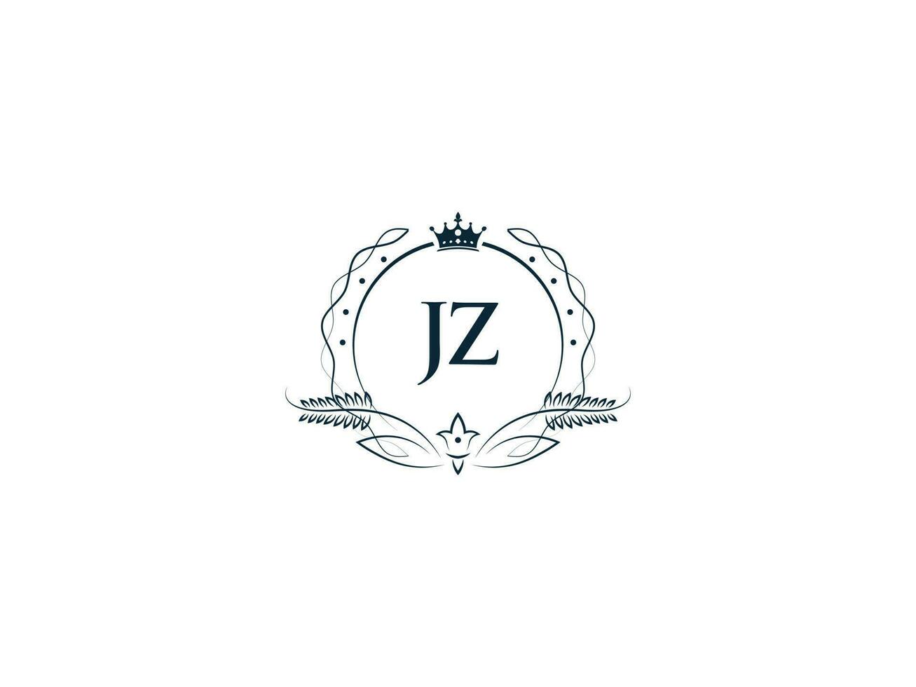 Monogram Jz Feminine Company Logo Design, Luxury JZ zj Royal Crown Logo Icon vector