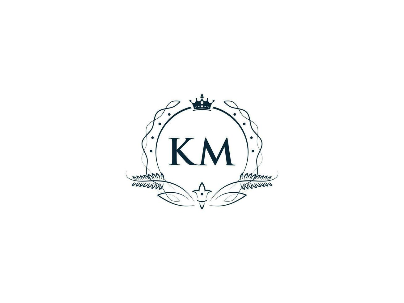 Alphabet Crown Km Feminine Logo Elements, Initial Luxury Km mk Letter Logo Template vector