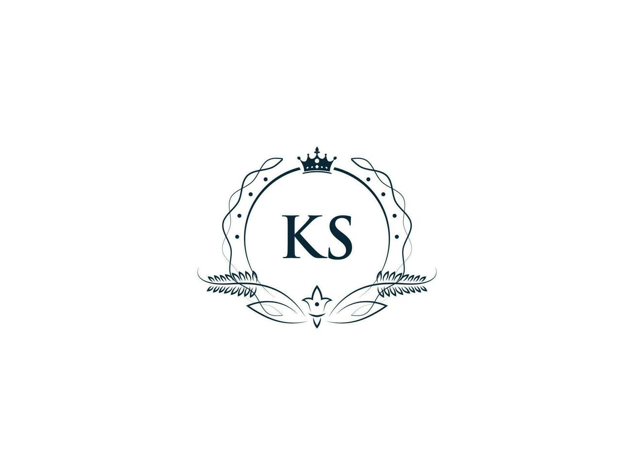 Alphabet Crown Ks Feminine Logo Elements, Initial Luxury Ks sk Letter Logo Template vector