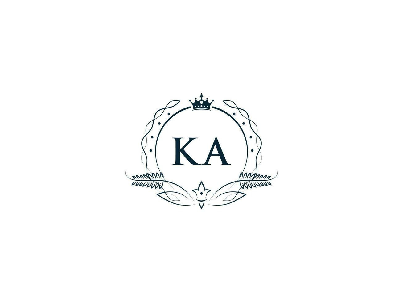 Alphabet Crown Ka Feminine Logo Elements, Initial Luxury Ka ak Letter Logo Template vector